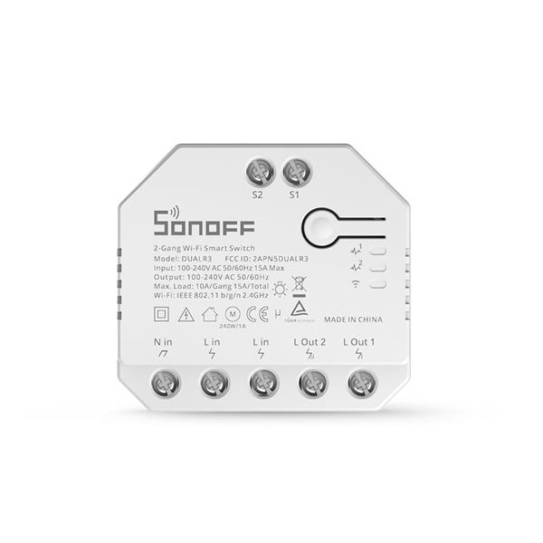 Sonoff dwukanałowy inteligentny przełącznik przekaźnik Wi-Fi biały (DUALR3)-2187457