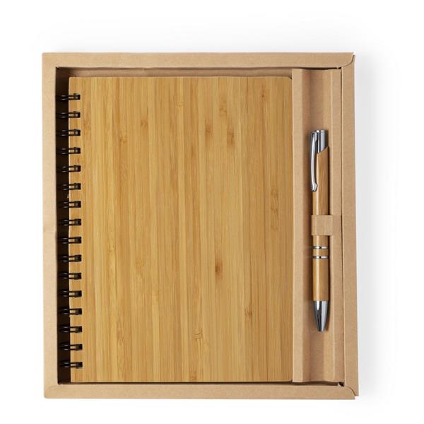 Bambusowy notatnik ok. A5, długopis-1509955