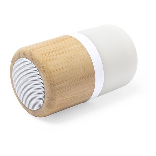 Bambusowy głośnik bezprzewodowy 3W, lampka LED-1510197