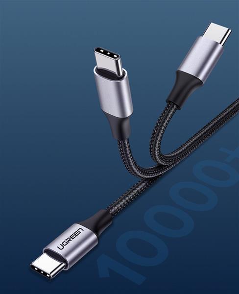 Ugreen kabel przewód USB Typ C - USB Typ C Quick Charge 480 Mbps 60 W 3 A 1 m czarno-szary (US261 50150)-3102082