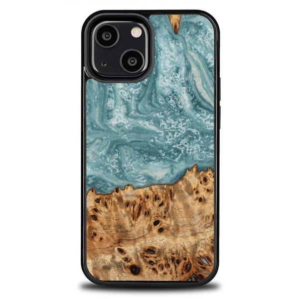 Etui z drewna i żywicy na iPhone 13 Mini Bewood Unique Uran - niebiesko-białe-3132883