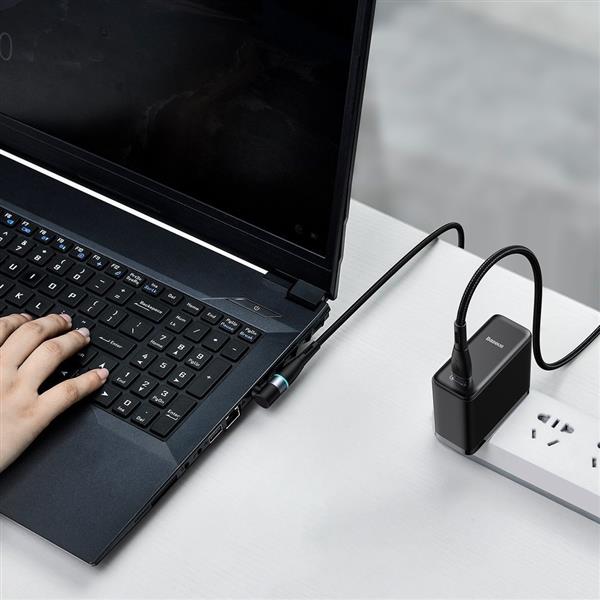 Baseus magnetyczny kabel do zasilania ładowania laptopa Lenovo USB Typ C - DC Round (5,5 mm x 2,5 mm) 100W 2m czarny (CATXC-X01)-2207922