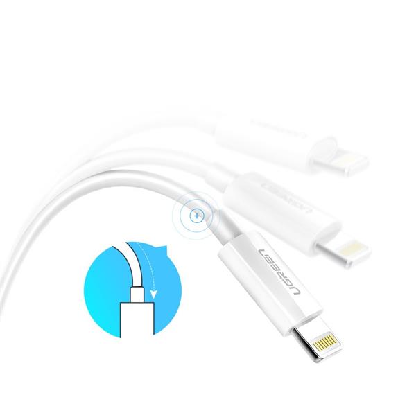 Ugreen kabel przewód USB - Lightning MFI 1m 2,4A biały (20728)-2150794