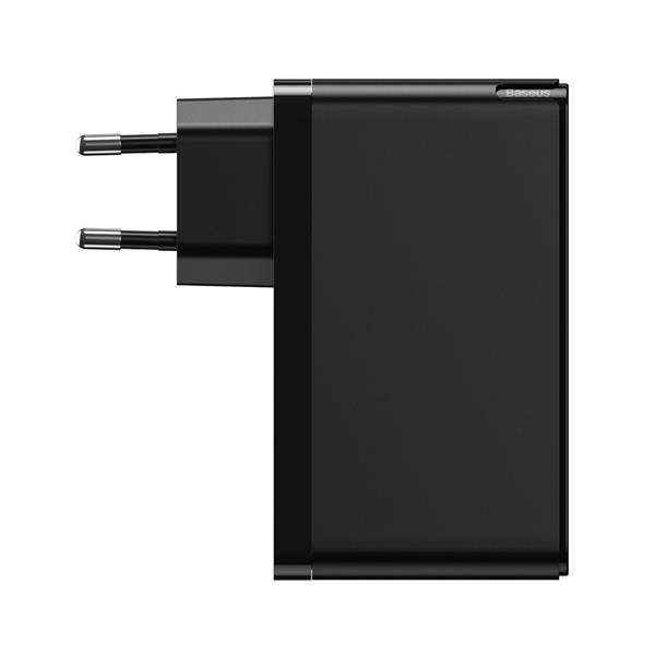 Baseus GaN Mini szybka ładowarka 2x USB Typ C / USB 120 W Power Delivery 3.0 Quick Charge 4+ SCP FCP AFC + kabel USB Typ C (100 W - 20V / 5 A 1 m) czarny (CCGAN-J01)-2185953