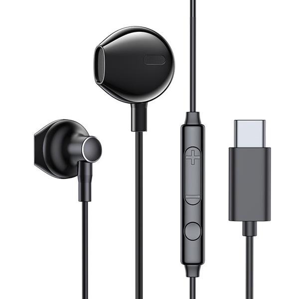 Joyroom douszne słuchawki USB Typ C z pilotem i mikrofonem czarny (JR-EC03 Black)-2254131