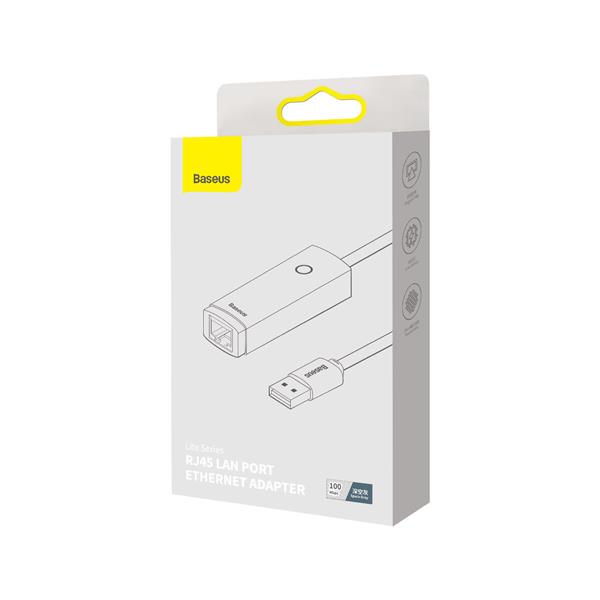 Baseus Lite Series adapter USB - RJ45 gniazdo LAN 100Mbps szary (WKQX000013)-2387280