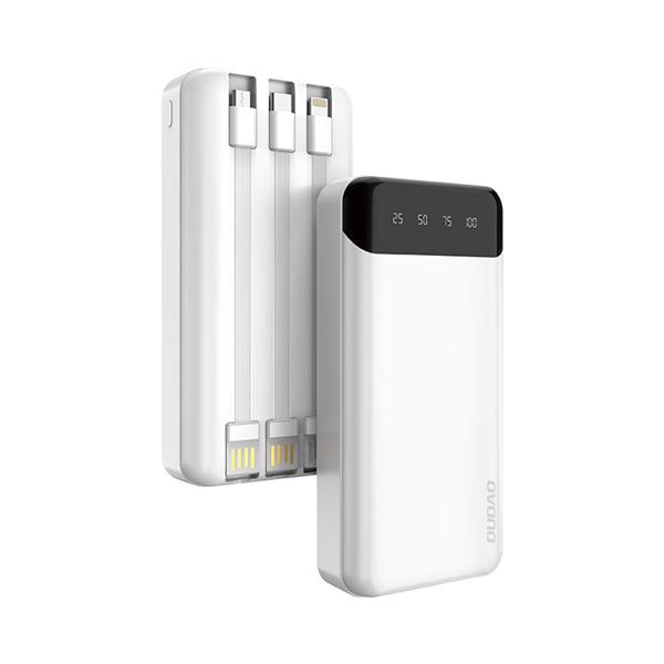 Dudao pojemny powerbank z 3 wbudowanymi kablami 20000mAh USB Typ C + micro USB + Lightning biały (Dudao K6Pro+)-2380656