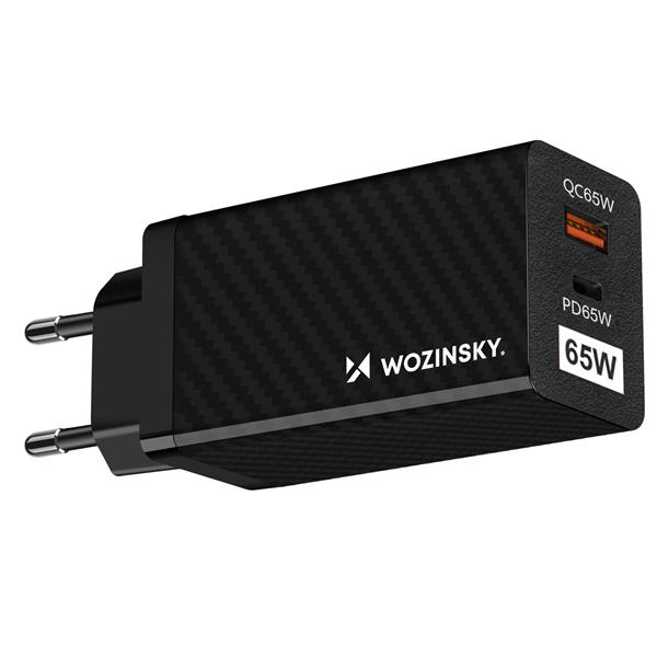 Wozinsky ładowarka GaN 65W z portami USB, USB C wspiera QC 3.0 PD czarna (WWCG01)-2946001