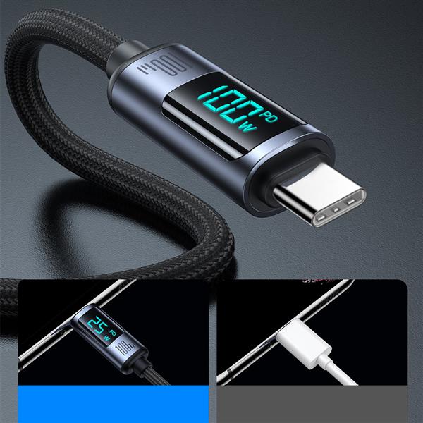 Kabel USB C - USB C 100W 1.2m z wyświetlaczem LED Joyroom S-CC100A16 - czarny-3115059