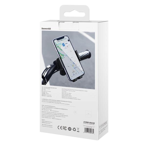Baseus elektryczny rowerowy uchwyt na smartfon z wbudowanym panelem słonecznym 150mAh czarny (SUZG010001)-2382221