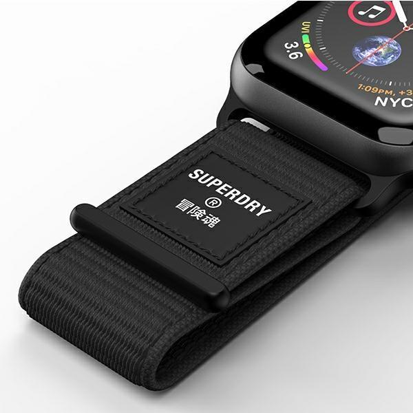 Etui SuperDry Watchband na Apple Watch 38/40/41 mm Series 4/5/6/7/8/SE/SE 2 Nylon Weave - czarne 41673-2285155