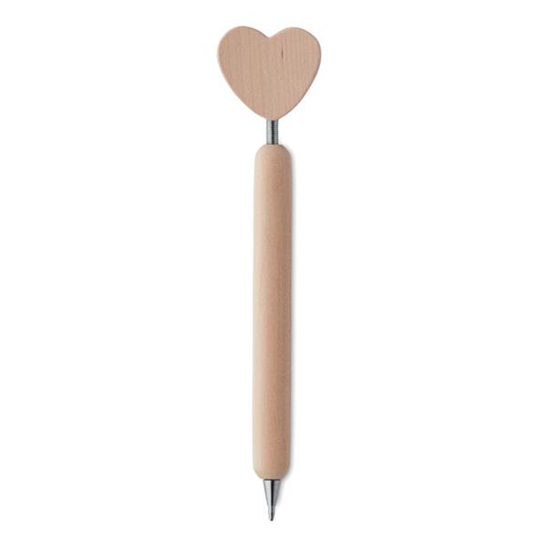 Drewniany długopis z sercem-1651329