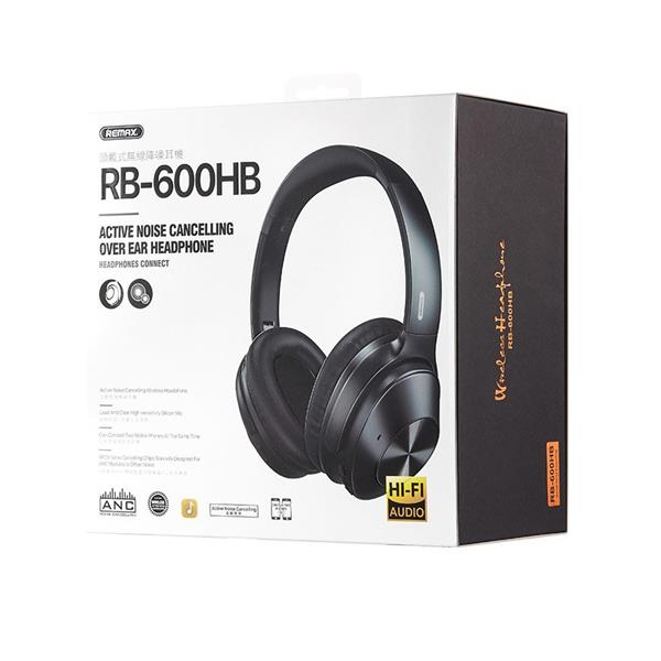 Remax bezprzewodowe słuchawki Bluetooth 5.0 ANC (Active Noise Cancelling) EDR z mikrofonem czarny (RB-600HB)-2156589