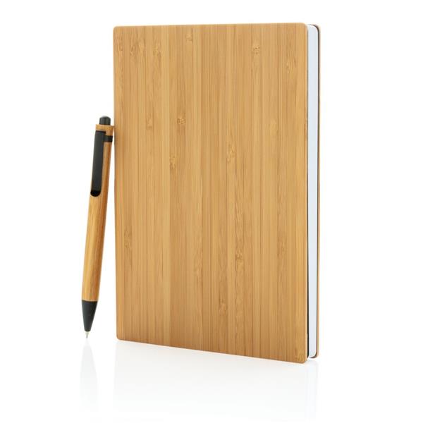 Bambusowy notatnik A5 z bambusowym długopisem-1958468