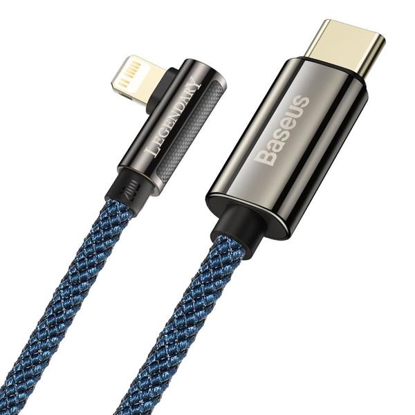 Baseus Legendary kątowy nylonowy kabel przewód USB Typ C - Lightning dla graczy 20W Power Delivery 1m niebieski (CACS000203)-2216500