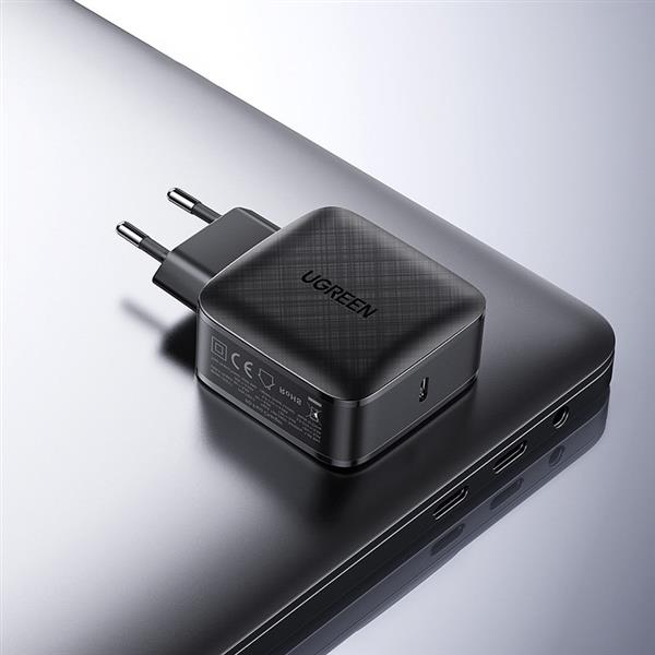 Ugreen GaN (azotek galu) szybka ładowarka sieciowa USB Typ C 65W Quick Charge Power Delivery + kabel USB Typ C 2m czarny (40156 CD217)-2208025