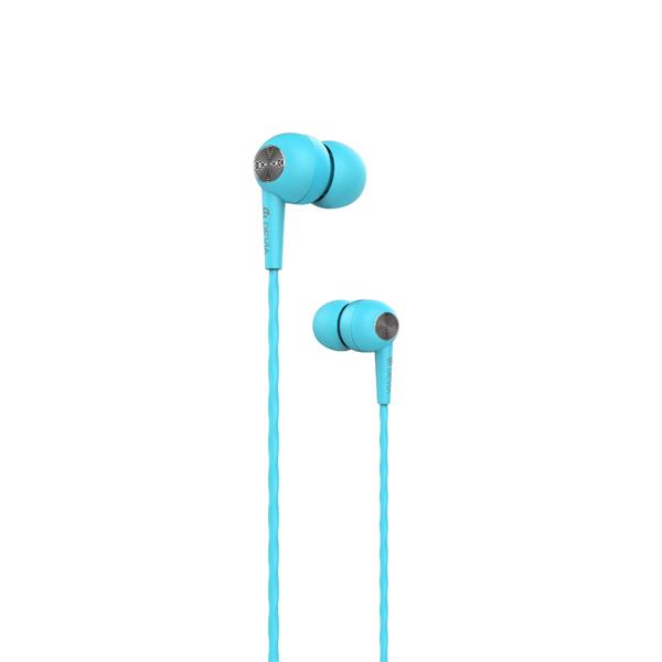 Devia słuchawki przewodowe Kintone jack 3,5mm dokanałowe niebieskie-2088260