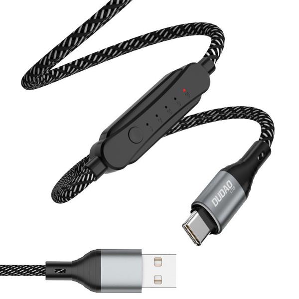 Dudao kabel USB - USB Typ C 5 A 1 m timer wyłącznik czasowy 1 - 5 godzin czarny (L7xsT)-2183250