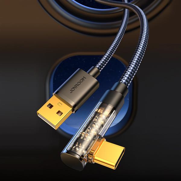 Joyroom kabel USB C kątowy - USB do szybkiego ładowania i transferu danych 3A 1,2 m czarny (S-UC027A6)-2967317