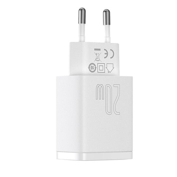 Baseus Compact szybka ładowarka sieciowa USB / USB Typ C 20W 3A Power Delivery Quick Charge 3.0 biały (CCXJ-B02)-2208938