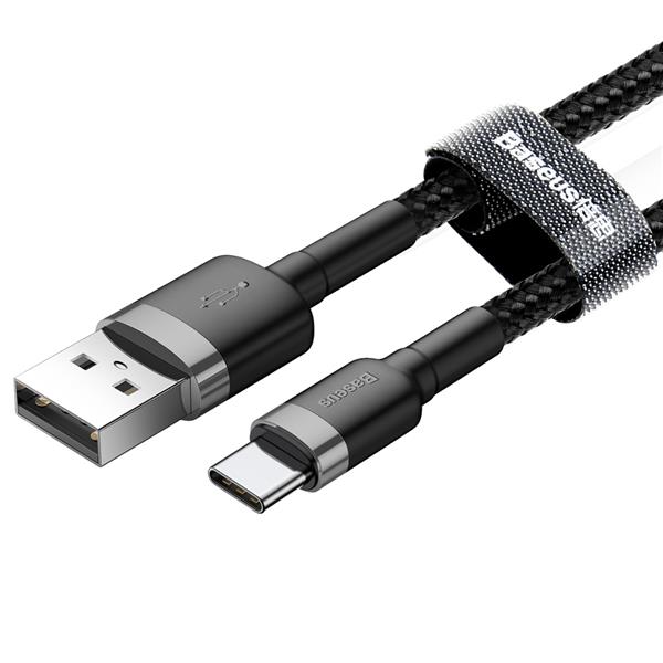 Baseus kabel Cafule USB - USB-C 2,0 m 2A szaro-czarny-2080099