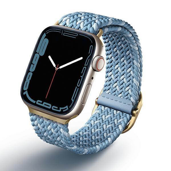 UNIQ pasek Aspen Apple Watch 40/38/41mm Series 4/5/6/7/8/SE/SE2 Braided DE modry/cerulean blue-2285813