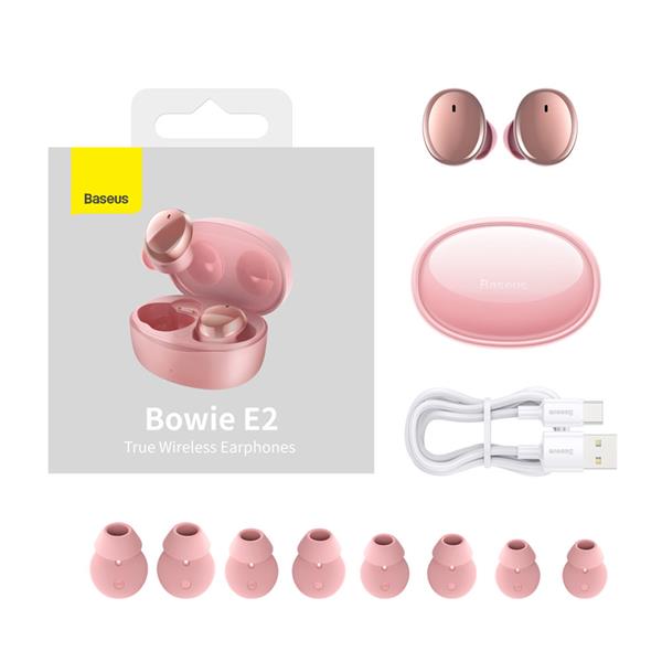 Baseus Bowie E2 bezprzewodowe słuchawki TWS Bluetooth 5.2 wodoodporne IP55 różowy (NGTW090004)-2260360