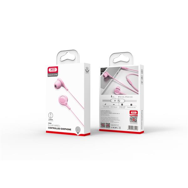 XO słuchawki przewodowe EP46 jack 3,5mm z redukcją szumów różowe-2050434