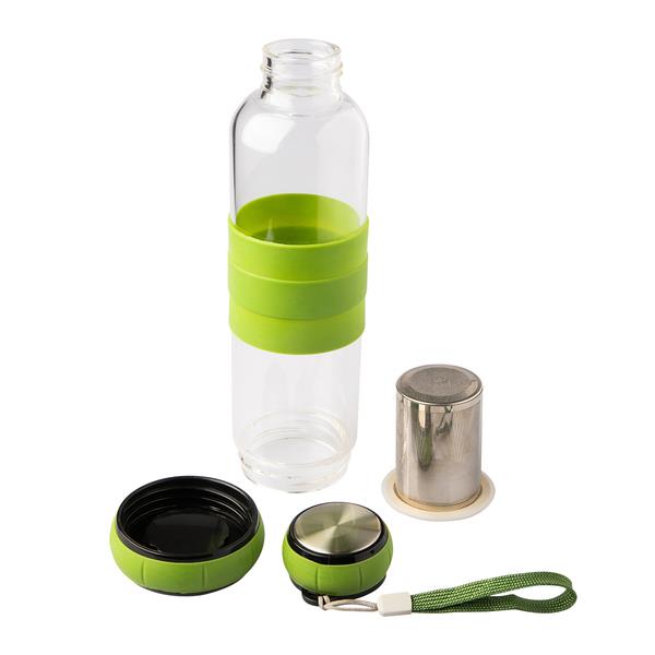 Szklana butelka z zaparzaczem do herbaty Sulmona 550 ml, zielony-1632050