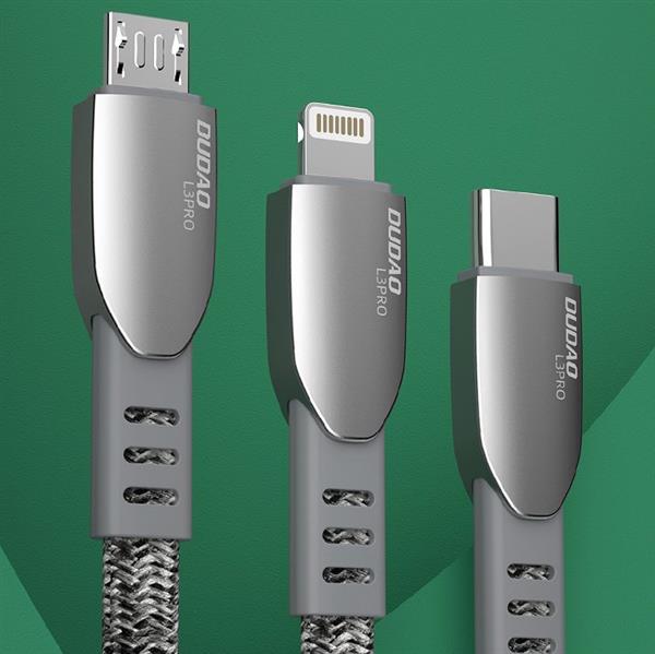Dudao kabel pleciony USB - micro USB 5 A 1 m szary (L3PROM gray)-2183244