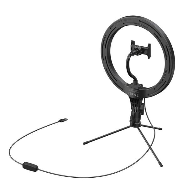 Baseus fotograficzna lampa 10'' ring flash pierścień LED do telefonu smartfona do zdjęć selfie filmów (YouTube, TikTok) + mini statyw czarny (CRZB10-A01)-2165557