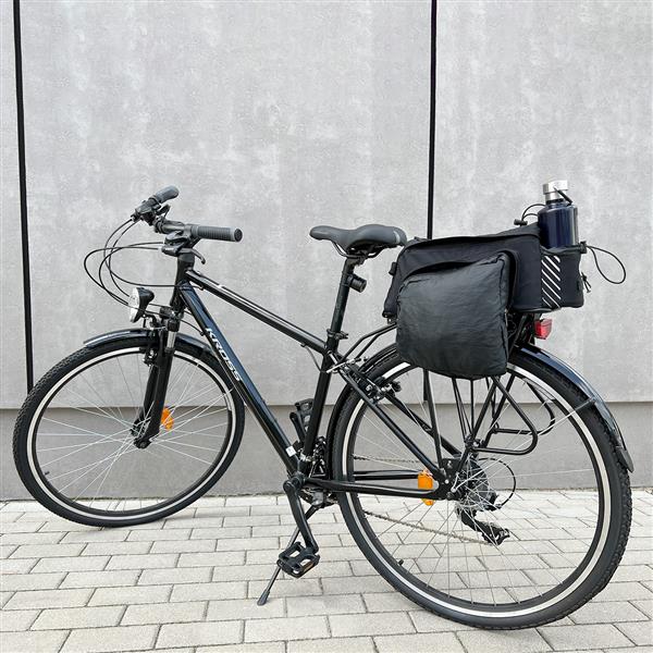 Wozinsky torba rowerowa na bagażnik z paskiem na ramię 9l (pokrowiec przeciwdeszczowy w zestawie) czarny (WBB22BK)-2379236