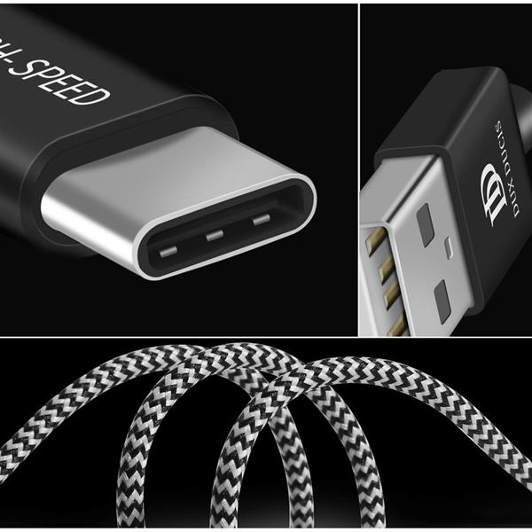 Dux Ducis K-ONE Series nylonowy kabel przewód USB / USB-C 2.1A 3M czarny-2141054
