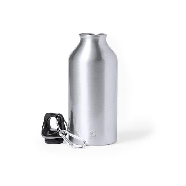 Butelka sportowa 400 ml z aluminium z recyklingu, z karabińczykiem-2957123