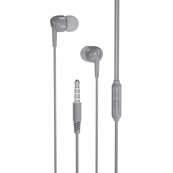 XO Słuchawki przewodowe EP37 jack 3,5mm dokanałowe szare-2067821