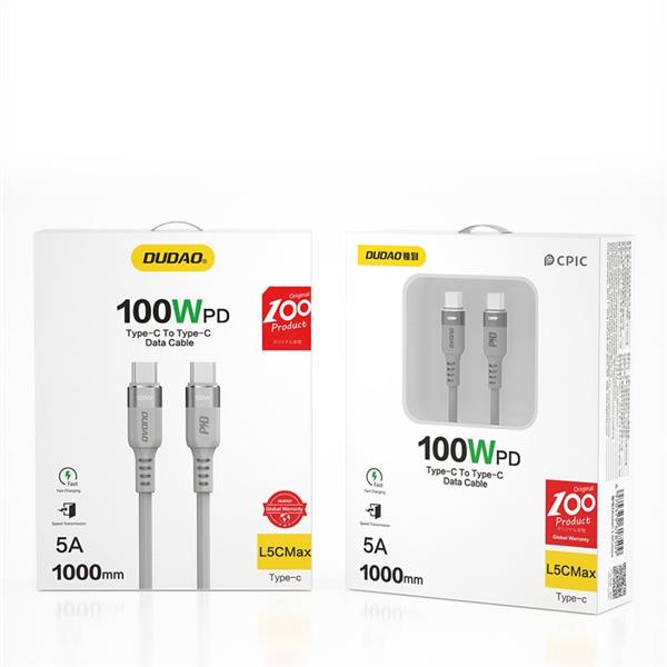 Dudao kabel przewód USB Typ C - USB Typ C 5 A 100 W Power Delivery Quick Charge 3.0 480 Mbps 1 m-2164139