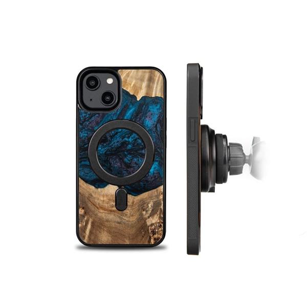Etui z drewna i żywicy na iPhone 15 MagSafe Bewood Unique Neptun - granatowo-czarne-3140631