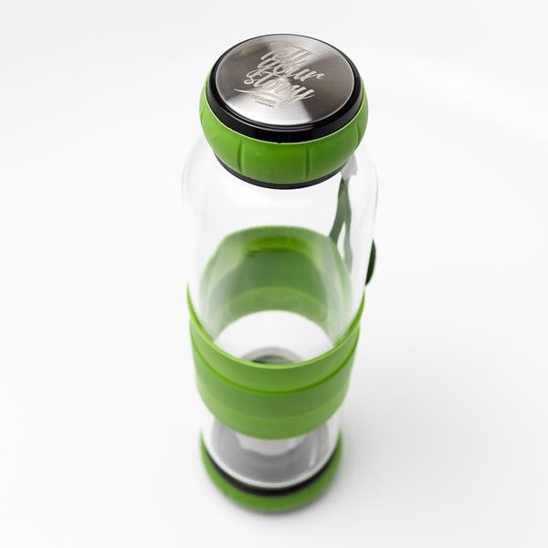 Szklana butelka z zaparzaczem do herbaty Sulmona 550 ml, zielony-2015424
