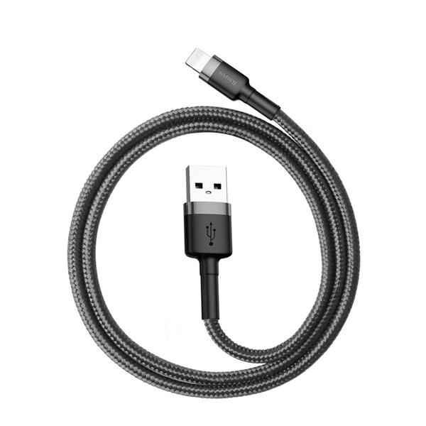 Baseus Cafule Cable wytrzymały nylonowy kabel przewód USB / Lightning QC3.0 2.4A 0,5M czarno-szary (CALKLF-AG1)-2141661