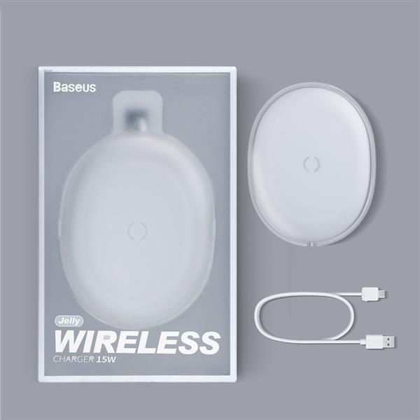 Baseus Jelly bezprzewodowa ładowarka Qi 15 W do telefonu słuchawek + kabel USB - USB Typ C czarny (WXGD-01)-2159281