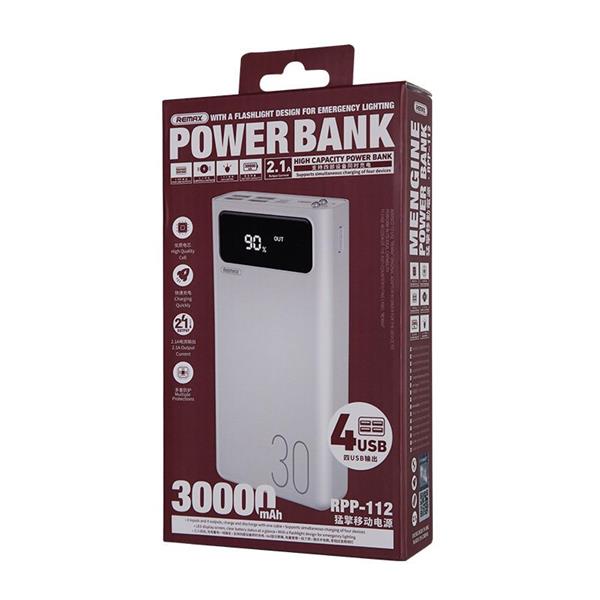 Remax Mengine power bank 30000 mAh 4x USB 2,1 A biały (RPP-112 white)-2167779