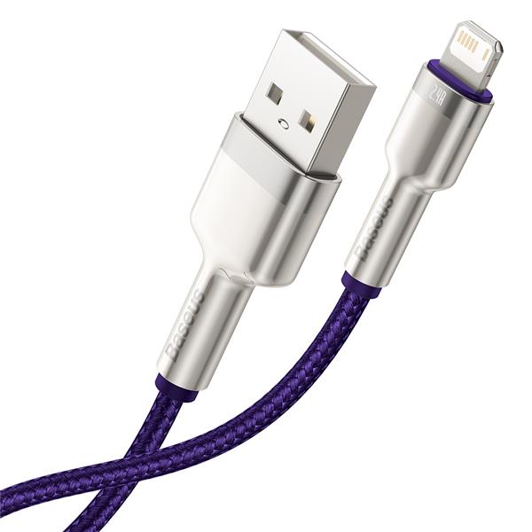 Baseus kabel Cafule Metal USB - Lightning 2,4A 1,0 m fioletowy-2047734