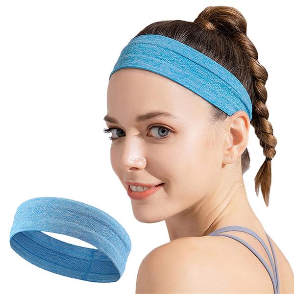 Elastyczna materiałowa opaska na głowę do biegania fitness niebieski-2393985
