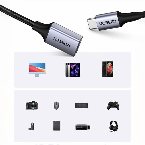 Ugreen kabel adapter przejściówka OTG USB-C (męski) - USB-A (żeński) 5Gb/s 0.15m czarny (US378)-3108564