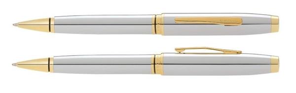 Długopis Cross Coventry chromowany, elementy w kolorze złotym-3039894