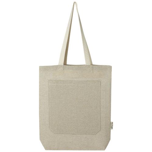 Pheebs torba na zakupy o pojemności 9 l z bawełny z recyklingu o gramaturze 150 g/m2 i z przednią kieszenią-2372571