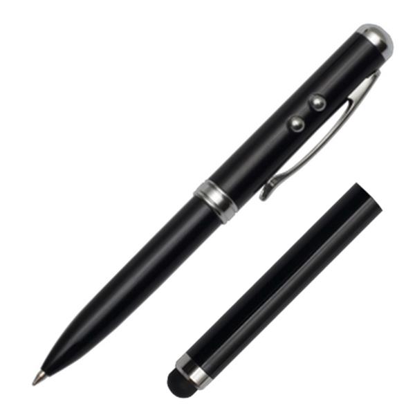 Długopis ze wskaźnikiem laserowym Supreme – 4 w 1, czarny-2012234