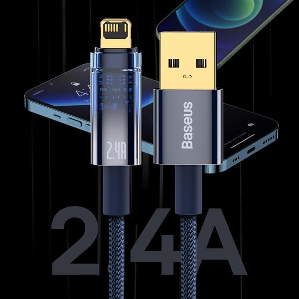 Baseus Explorer Series kabel przewód USB – Lightning 2.4A 2m niebieski (CATS000503)-2387107