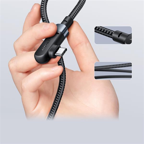 Acefast kątowy kabel USB Typ C - USB Typ C 2m, 100W (20V/5A) czarny (C5-03 Black)-2269785