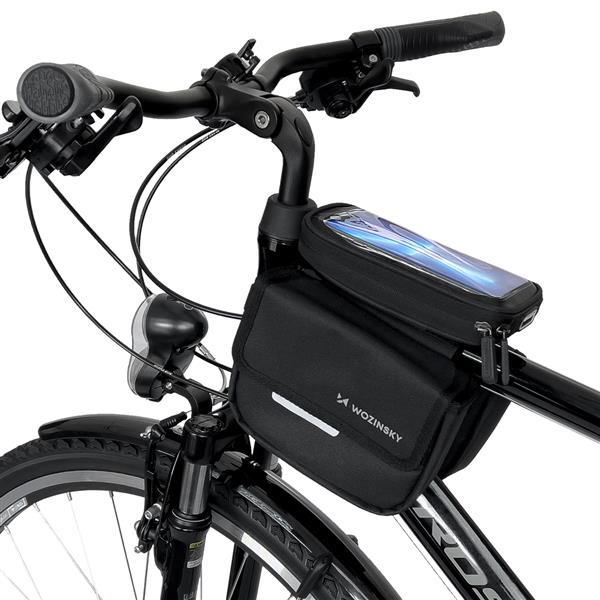 Wozinsky torba rowerowa na ramę sakwa na rower wodoodporne etui na telefon 1,5l czarny (WBB26BK)-2260870